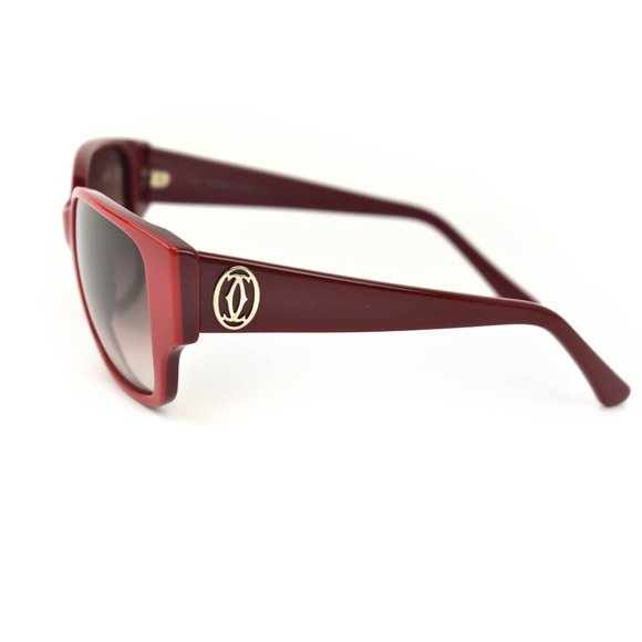 CARTIER Burgundy/Red & Double C Logo Sunglasses nm - Picture 3 of 10